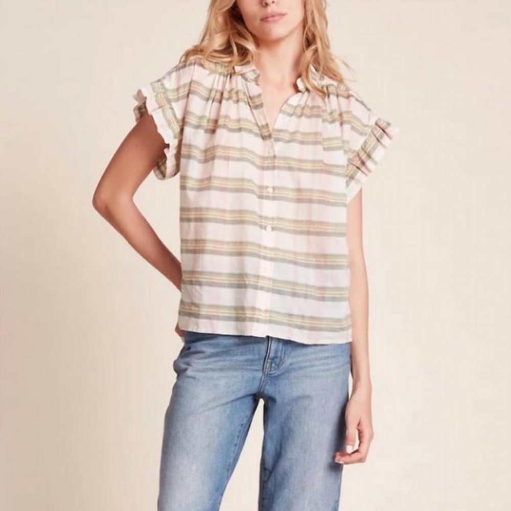 NWT Trovata “Marianne B” Blouse - Pomelo Plaid